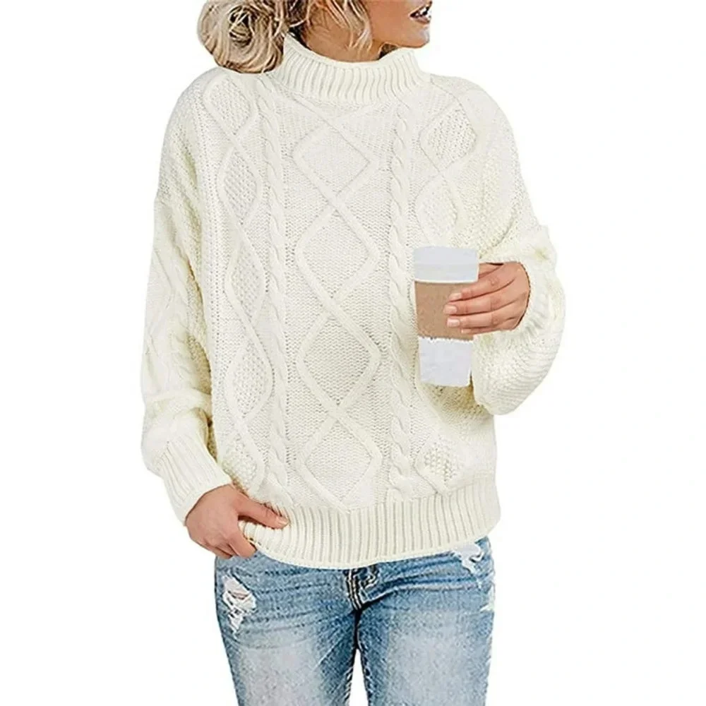 Suzy Shier-NWOT Turtleneck Oversized Long Sleeve Cable Knit Loose Fit Chunky - Picture 5 of 6